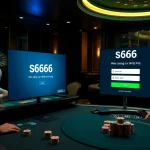 S666 đăng nhập at an upscale casino table with vibrant excitement and professional ambiance.