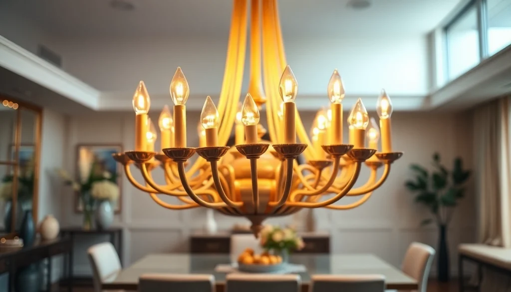 Enhance your space with the radiant a 19 bulb chandelier illuminating an elegant dining area.