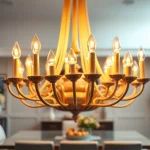 Enhance your space with the radiant a 19 bulb chandelier illuminating an elegant dining area.