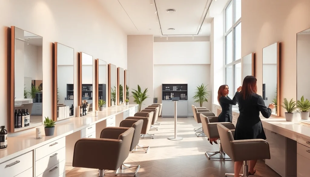 Recommended hair salons showcasing a modern salon interior with stylish stations and inviting atmosphere.