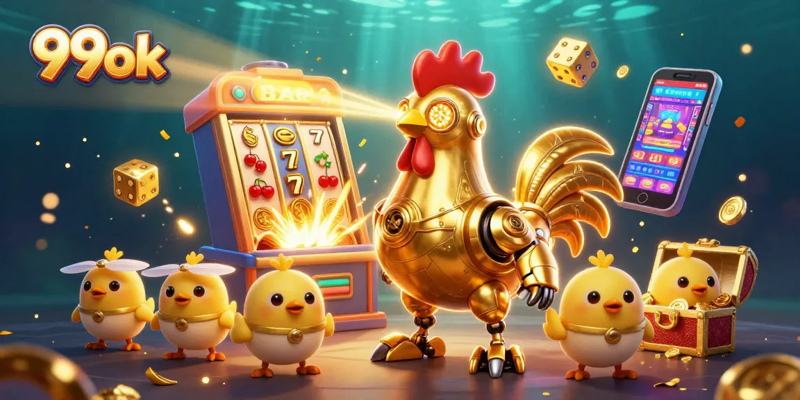 Experience exciting wins at 99ok with dynamic jackpots, colorful games, and thrilling gameplay elements showcased in this rich digital illustration.