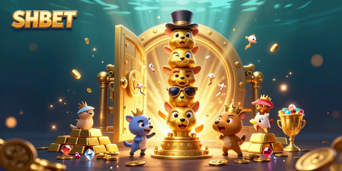SHBET engages players with the golden totem pole surrounded by treasure and animated effects.